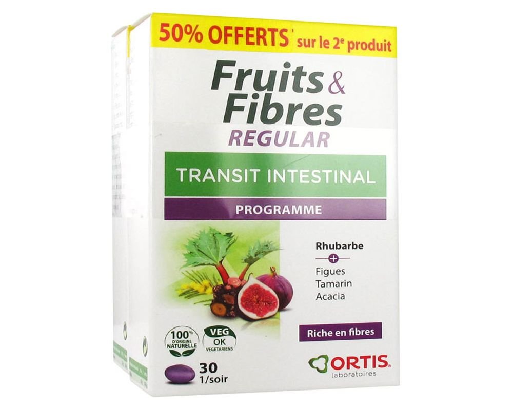 fruits fibers regular intestinal transit promopack 50 on 2nd box 2 x 30 tablets