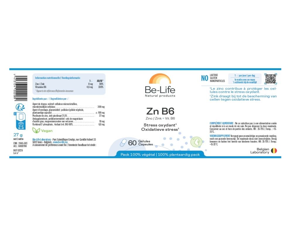 Zn B6 - 60 capsules - Be-Life