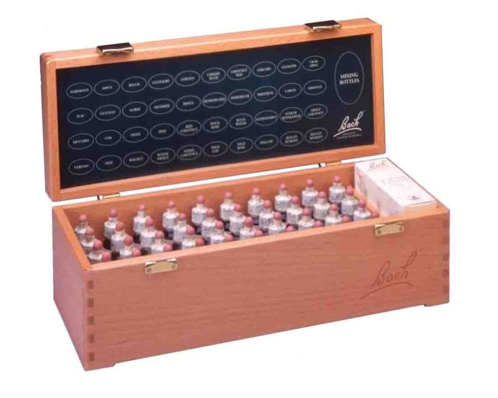 Ensemble 38 fleurs de Bach + Coffret en bois estampillé 