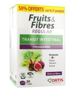 Fruits & Fibres regular - Transit intestinal PROMOPACK -50% sur 2ème boite, 2 x 30 comprimés