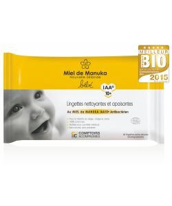 Lingettes bébé au miel de Manuka IAA10+ - DLUO 07/2021 BIO, 40 lingettes