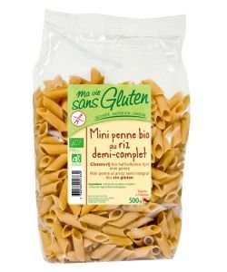 Mini penne half brown rice BIO, 500 g