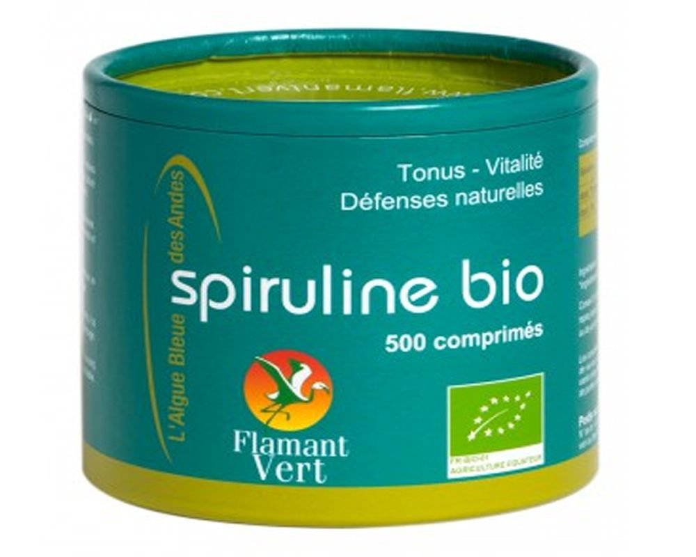 Spiruline bio - 180 comprimés de 500 g - Flamant Vert
