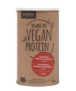 Vegan Protein - Tournesol, Chanve, potiron - Saveur Cacao - DLUO 08/2024 BIO, 400 g