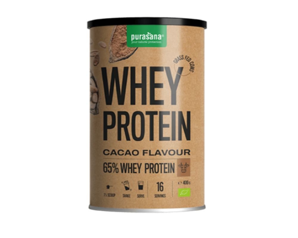Protéine de petit lait Cacao Bio – Purasana | 65 % de Protéines