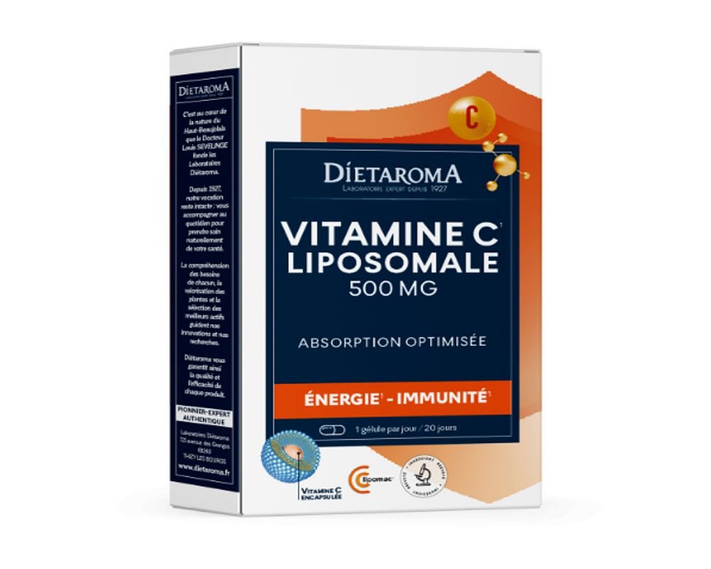 Vitamine C liposomale 500 mg Diétaroma Absorption optimisée, 20 gélules — free download