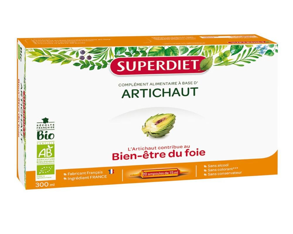 Artichaut Bio: bien-être du foie (20 ampoules) Super Diet Artichaut Bio: bien-être du foie (20 ampoules) Super Diet