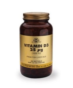 25 mcg vitamin D3 (1000 IU), 250 softgels