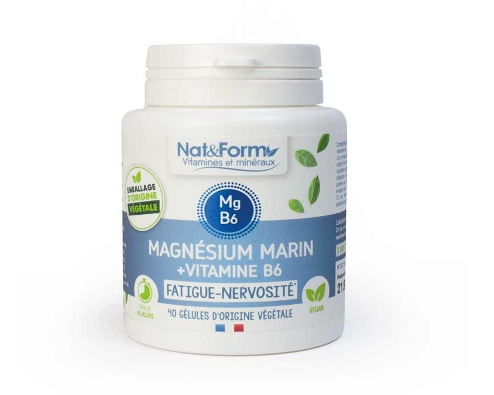 Magnesium marin + Vitamine B6 - Fatigue - Nat et Form - 40 gélules