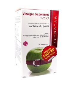 Vinaigre de pommes 1200 - DLUO 06/2017, 120 comprimés