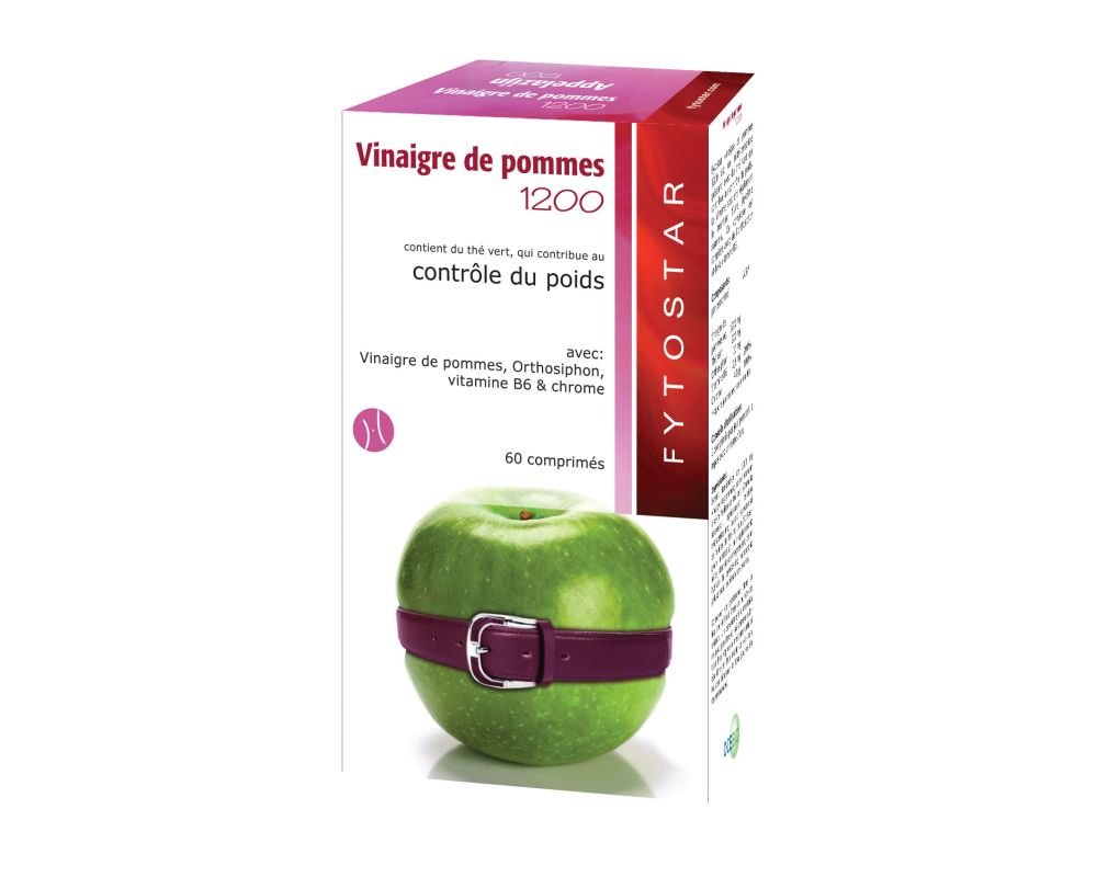Complément Alimentaire Vinaigre De Pomme Fytostar 1200mg - 120 Comprimés, Date Péremption 10/2027