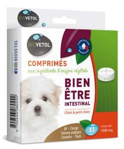 Comprimés Bien-etre intestinale Chiot - Petit chien-DLUO 04/2020, 3 pièces