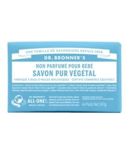 Savon solide pur végétal  -  Non parfumé pour bébé BIO, 140 g