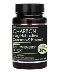 Charbon Végétal Activé + Curcuma & Pissenlit, 60 gélules