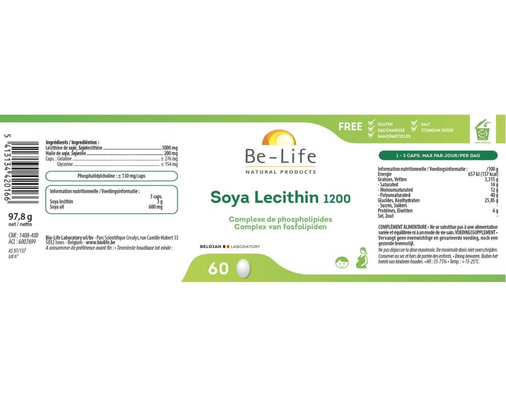 Soja Soya Lecithin 1200 60 capsules belife.