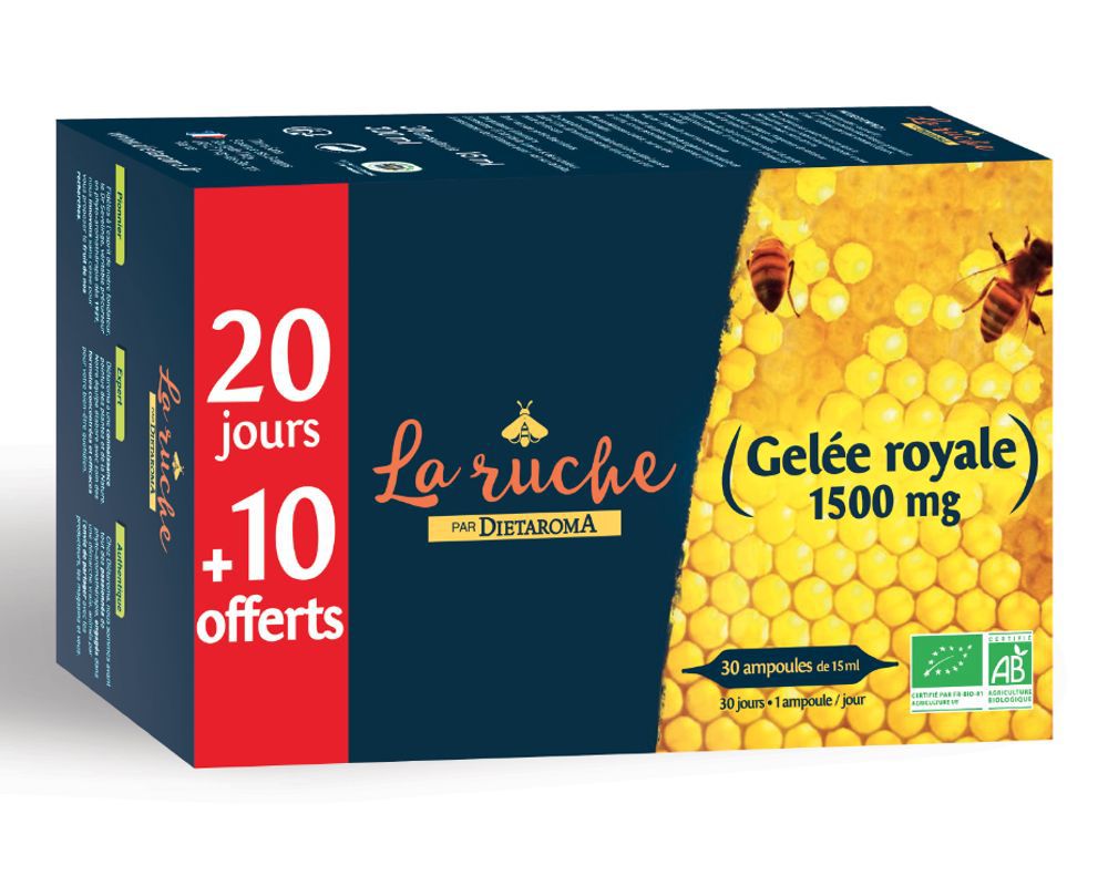 Gelée royale 1500 mg bio Dietaroma 30 ampoules