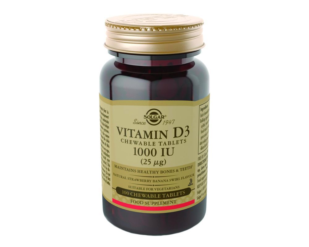 Vitamine D3 25µg (1000 UI) - Solgar - 100 comprimés à croquer