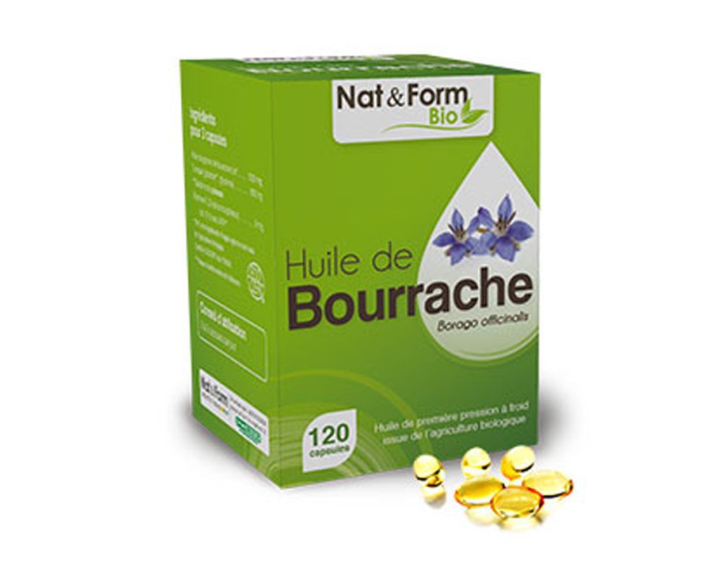 Huile de Bourrache Bio  Nat & Form  120 capsules