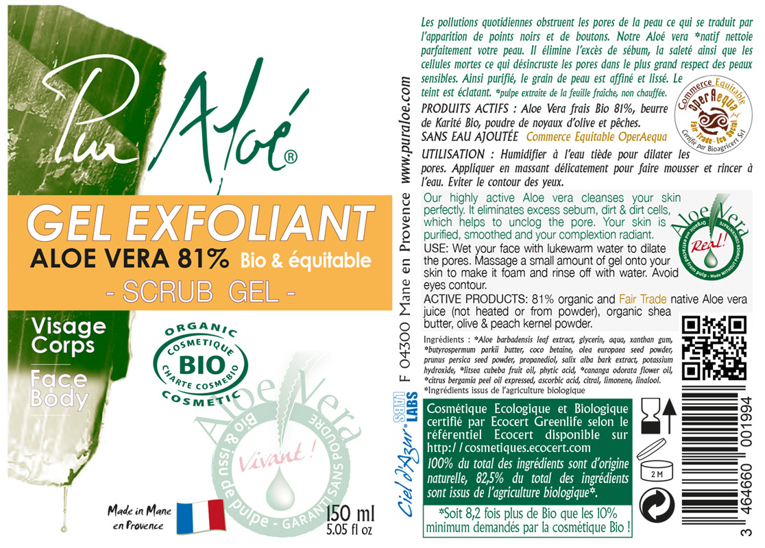 Etiquette gel exfoliant Pur Aloe