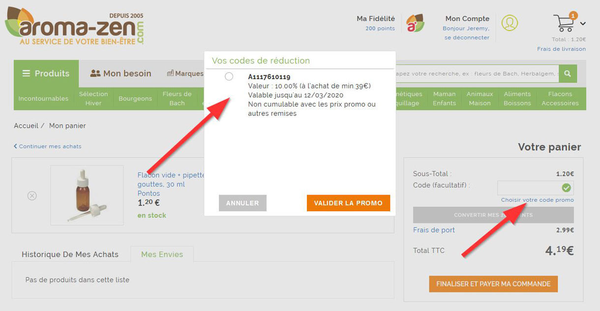 Comment utiliser un code de réduction